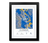 Hillsborough Stadium Map Minimalist A4/A3 Poster Photo Print Framed Gift Sheffield Wednesday (A4 Black Framed & Mounted)