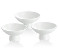 HillSpring 8oz Small Porcelain Footed Bowls, 5"" White Pedestal Bowls for Nuts, Desserts, Ice Cream, Creme Brulee and Pudding, Oven Safe, Set of 3, HS-FootedBowl-White-3PC