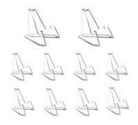 HillSpring Set of 10 Mini Acrylic Stands 1.35 Inch Desk Mount Clear Display Stand for Challenge Coins, Medals, Business Cards, Photos, Badges, Signs