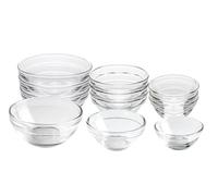 HillSpring Set of 12 Glass Prep Bowls, Clear Small Pinch Bowls for Salt, Spices and Chopped Ingredients, 1.5oz/2.5oz/3.5oz