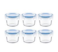 HillSpring Set of 6 Small Glass Storage Containers, 200ml Food Containers with Leakproof Lids, Thick Glass Containers for Meal Prep, Baby Snacks, Leftovers and Sauces, Dishwashers