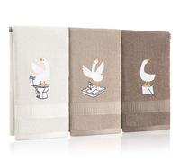 Hillsuren 3 Pcs Silly Goose Bathroom Hand Towels Funny Bathroom Decor Embroidered Goose Gifts for Women Farmhouse Decorative Hand Towels Decor, 100% Cotton, 13.3 x 29.5''
