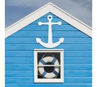 Hillsuren 30 Inch Large Anchor Shaped Wall Art White Wooden Indoor and Outdoor Nautical Home Wall Art Mounted Wooden Anchor Decoration for Nautical Home Beach Theme Decor Supplies
