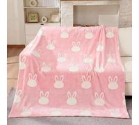 Hillsuren Easter Bunny Blanket Glow in The Dark Rabbit Pink Blanket, Soft Cozy Flannel Magical Glowing Throw, Birthday Easter Decor Gifts for Party Bed Couch Travel 50"x60"