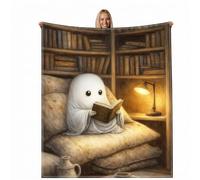 Hillsuren Ghost Reader Blanket for Girl Halloween 2026 New Ghost Reading Book Throw Blankets 50 x 60 Inch Cute Boo Gift for Book Lover Sofa Bed Living Room Christmas Thanksgiving Gift Decoration
