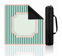 Hillsuren Mahjong Mat Set with Carrying Bag,Striped,Green Pink