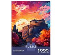 Hilltop Castle Jigsaw Puzzle for Adults 1000 Piece Puzzle Game Sunset View Family Fun Stress Relief 70x50cm/1000pcs