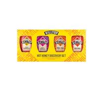 Hilltop Hot Honey Discovery Set (4 x 350g) - Original, Smoky Chipotle, Peri Peri & Sweet Chilli Infused Honey Selection - Sweet & Spicy Honey Gift Set for Pizza, Chicken, BBQ & Marinades