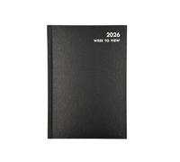 Hilltop Supplies A5 Week To View Diary 2026 Black | 7 Days Per 2 Pages | Daily Planner | Ribbon Page Finder | Calander, Worldmap, Public Holidays, Metric Table, Conversion Table
