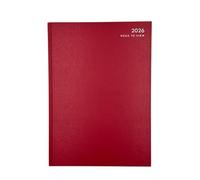 Hilltop Supplies A5 Week To View Diary 2026 Red | 7 Days Per 2 Pages | Daily Planner | Ribbon Page Finder | Calander, Worldmap, Public Holidays, Metric Table, Conversion Table (Red)