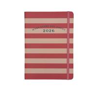 Hilltop Supplies Luxury Week To View Diary 2026 | 7 Days Per 2 Pages | Daily Planner | Blue, Pink, Stripes Designs | Ribbon Page Finder | Calander, Public Holidays | 18.7cm x 13.5cm (Pink & White)