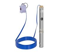 Hillvert Deep Well Pump Submersible Max. Flow Rate: 10,800 l/h, 1.100 W, Max. Transport Depth: 54 m, Ø 95 mm, Incl. Switch Box, Stainless Steel