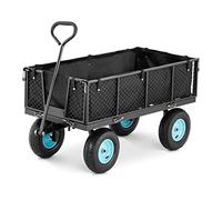 hillvert Folding Garden Cart Garden Wagon Collapsible Cart Steel Frame 4 Wheels 550kg HT-TWIN 550 (PVC Cover, Steel Frames, Rubber Wheels, Width 620mm, Length 1390mm)