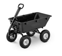 hillvert Garden Dump Cart Handcart Tilting Garden Wagon Yard 4 Tyres Dual Axle 550kg/150L HT-Q.BASS-550 (Steel, Polypropylene, Rubber, Height 1045mm, Length 1955mm)