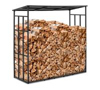 hillvert HI-FWR-011 Firewood Rack with Roof for up to 400 kg Wood 190 x 76 x 186 cm Steel Black Powder Coated Firewood Rack Firewood Stand