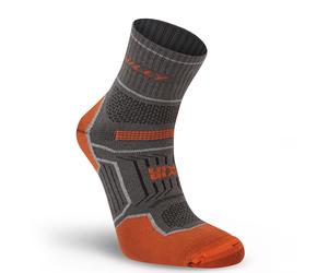 Hilly Twin Skin Anklet Medium Cushion Running Socks - Dark Grey/Orange / M