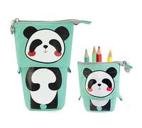 Hillylolly Cat Pencil Case Cute, Stand Pencil Case Holder, Telescopic Pencil Case, Adjustable Pencil Case, Cartoon Cat Pencil Case, Canvas Portable Standing Pen Holder, Unisex (Green)