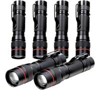 Hilngav 6 Pack Small Mini LED Flashlight, Single Mode Zoomable Flashlights AA Battery Powerful Flashlights with Pocket Clip, Portable Bulk EDC Pen Flash Light for Gift, Emergency, Camping, Hiking