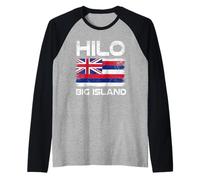 Hilo Big Island Hawaii Flag Design Hilo Hawaiian Flag Raglan Baseball Tee