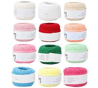 Hilo de Encaje de algodón para Crochet y Tejido 100% Natural, transpirable, Suave, antialgodón, Tejido a Mano, seda de Verano, línea fina Ligera, 1 mm, 63 g, 2,2 oz por bola, 12 (Conjunto de 12