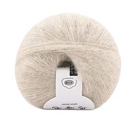 Hilo de Lana de Mohair Suave para tejer, chal, bufanda, suministros de Hilo de ganchillo, Tejido a Mano, cálido, ligero, colorido, Material para tejer proyectos de ganchillo, (17 Beige)