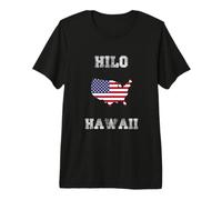 Hilo Hawaii Vintage Hawaii Flag Map Design Premium T-Shirt