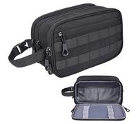 HILOMON Mens Toiletry Travel Bag, YKK Zippers Tactical Toiletry Bag with Compartments, Waterproof Bath Bag Hygiene Bag Cosmetic Bag for Men, Black, 10.3"x6.1"x4.3", Tactical Inspired