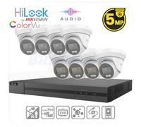 Hilook By Hikvision 5Mp Colorvu Cctv Kit 8Ch Dvr With 8 Cameras, 4Tb Hdd & Ip66 White Security System