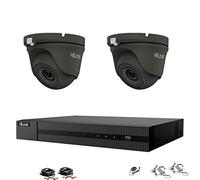 HILOOK HIKVISION 4CH 5MP Home CCTV Camera System,H.265+DVR Recorder,2X5MP IP67 Waterproof Outdoor&Indoor Security Gray Dome Cameras EXIR Night Vision,Motion Detection&Remote Monitoring (1TB HDD)