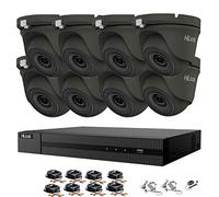 HILOOK HIKVISION 4CH CCTV Camera Systems 8X5MP HD Indoor/Outdoor Gray Dome Cameras H.265+Smart DVR Recorder pre installed Hard Drive Home Security Camera Systems Surveillance CCTV Kits (NO HDD)