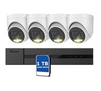 Hilook Home Wired Camera Security System: 8CH 3K Lite H.265+ AI DVR with 1 TB Hard Drive and 4 x 5MP IP66 Cameras featuring Dual Light, Human/Vehicle Detection, and Color Night Vision with Mic