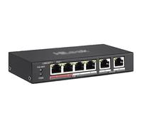 HiLook NS-0106P-35 Switch 4 Port Fast Ethernet Unmanaged POE Switch, 4 x 10/100Mbps PoE ports, 35W PoE power budget, Plug and Play, Ideal for IP Surveillance and Access Point, 250M long reach