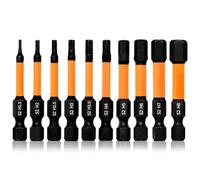 Hilpaty Allen Bit Set 10Pcs 50mm Length Hex Head Screwdriver Bit Professional Magnetic Impact Driver Bits H1.5 H2 H2.5 H3 H3.5 H4 H5 H6 H7 H8,1/4" Hex Shank