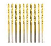 Hilpaty HSS-TiN Drill Bit 2.5mm x 57mm x 10pcs Titanium Coated Twist Drill Bits for Metal, Stainless Steel, Non Ferrous, Cast Iron, Wood