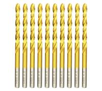 Hilpaty HSS-TiN Drill Bit 4.5mm x 80mm x 10pcs Titanium Coated Twist Drill Bits for Metal, Stainless Steel, Non Ferrous, Cast Iron, Wood