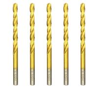Hilpaty HSS-TiN Drill Bit 5.5mm x 93mm x 5pcs Titanium Coated Twist Drill Bits for Metal, Stainless Steel, Non Ferrous, Cast Iron, Wood