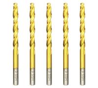 Hilpaty HSS-TiN Drill Bit 6.0mm x 93mm x 5pcs Titanium Coated Twist Drill Bits for Metal, Stainless Steel, Non Ferrous, Cast Iron, Wood