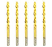Hilpaty HSS-TiN Drill Bit 6.5mm x 101mm x 5pcs Titanium Coated Twist Drill Bits for Metal, Stainless Steel, Non Ferrous, Cast Iron, Wood