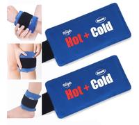 Hilph Large Ice Pack with Strap for Injury Reusable, 2 Packs Hot & Cold Compress Gel Pack for Muscle, Joint Pain & Swelling | Fits Knees, Ankles, Elbows & Wrists - Blue