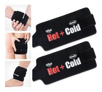 Hilph Large Ice Pack with Strap for Injury Reusable, 2 Packs Hot & Cold Compress Gel Pack for Muscle, Joint Pain & Swelling | Fits Knees, Ankles, Elbows & Wrists - Black