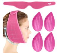 Hilph Wisdom Teeth Ice Pack Head Wrap with 4 Gel Ice Pack for Face Oral Surgery Pain Relief for TMJ, Upgraded Large Jaw Ice Pack for Tooth Extraction, Tonsillectomy Recovery, Teeth Removed - Rose Red