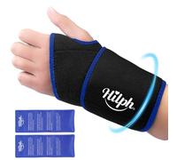 Hilph Wrist Ice Pack Wrap for Carpal Tunnel Relief, 2 Gel Pack Hand Support Brace for Sports Injuries, Hot & Cold Compress Therapy for Wrist Tendonitis Tenosynovitis, Rheumatoid Arthritis - Black