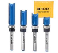 HILTEX 10103H Bottom Bearing Pattern Flush Trim Router Bit Set, 4 Pieces, 1/4 Inch Shank, CNC Woodworking Tool, 1/2" Cutting Diameter, Cutting Length: 1/2", 25/32”, 1”, and 1-1/2”