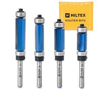 HILTEX 10104H Top and Bottom Bearing Pattern Flush Trim Router Bit Set, 4 Pieces, 1/4 Inch Shank, CNC Woodworking Tool, 1/2" Cutting Diameter, Cutting Length: 25/32”, 1”, 1-1/4”, and 1-1/2”