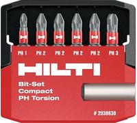 HILTI 7-Piece Torsion Phillips Screwdriver Bit Set, PH 25/1" T, 25 mm, Professional Performance, S-BSC PH 25/1" T