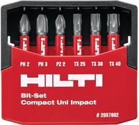 Hilti S-BS (IMP) Diamond Impact High-Performance Screwdriver Bit Set, 50mm, ¼ Hexagon Connection End, Elastic Torsion Zone, Length: 50 mm, Suitable for Use with Conventional Impact Drivers (2057802)