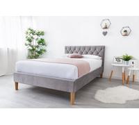 Hilton Grey Plush Velvet Bed King Size Frame 5Ft