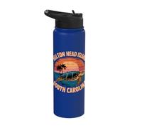 Hilton Head Island South Carolina Sea Turtle Sunset Stainless Steel Insulated Water Bottle