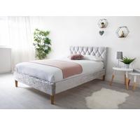 Hilton Silver Crushed Velvet Bed Singel Size Frame 3Ft