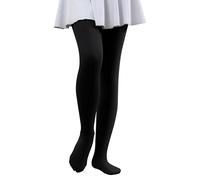 Hiltzo Girls Ballet Tights Convertible Dance Tights,Soft Stretchy Microfiber School Uniform Ballet Stockings for Kids, 70 Denier Strong Footed Pantyhose(8-10 Years, Black)
